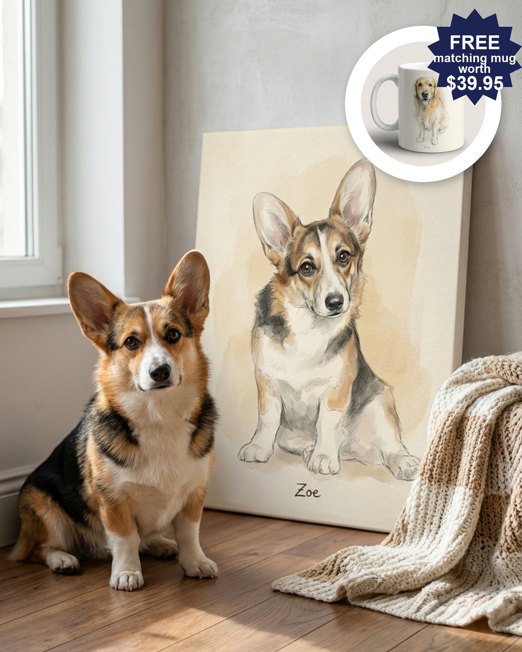 Custom Pet Portrait Sketch – Graphite & Watercolor Art | The Sketch