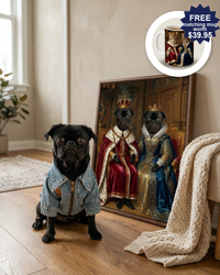 Royal Cat & Dog Portrait – Two Pets Renaissance Painting | The Royal Couple