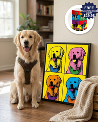 Pop Art Dog & Cat Portrait – Colorful 4-Panel Print | The Pop