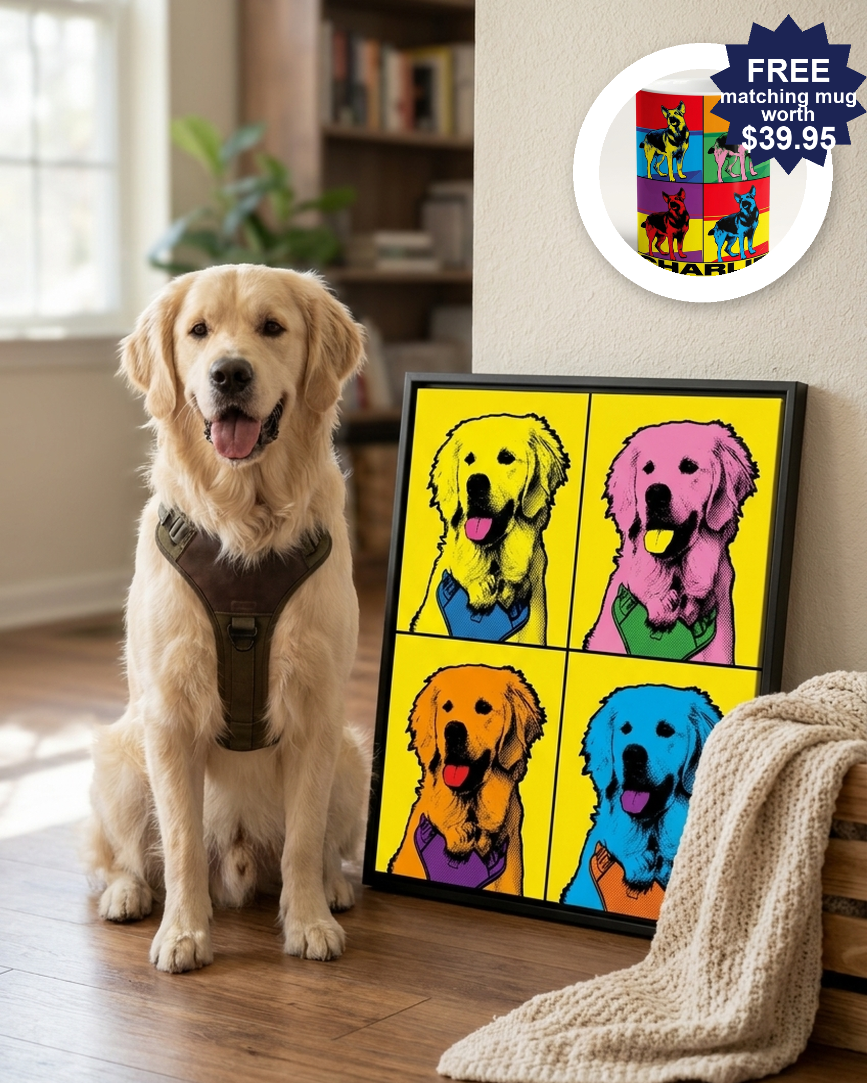 Pop Art Dog & Cat Portrait – Colorful 4-Panel Print | The Pop