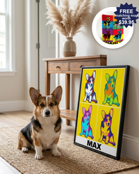 Pop Art Dog & Cat Portrait – Colorful 4-Panel Print | The Pop