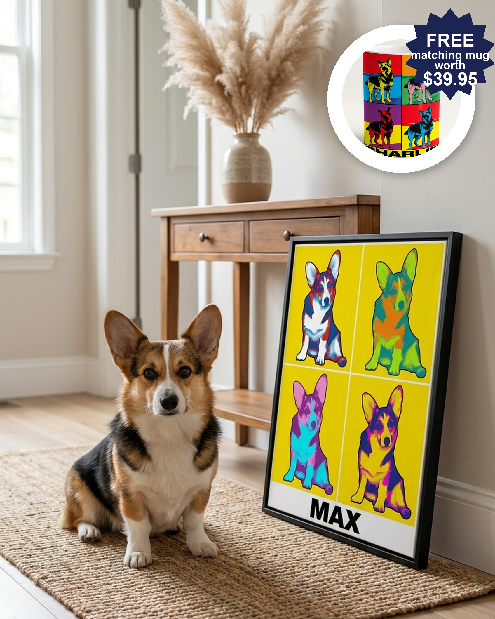 Pop Art Dog & Cat Portrait – Colorful 4-Panel Print | The Pop