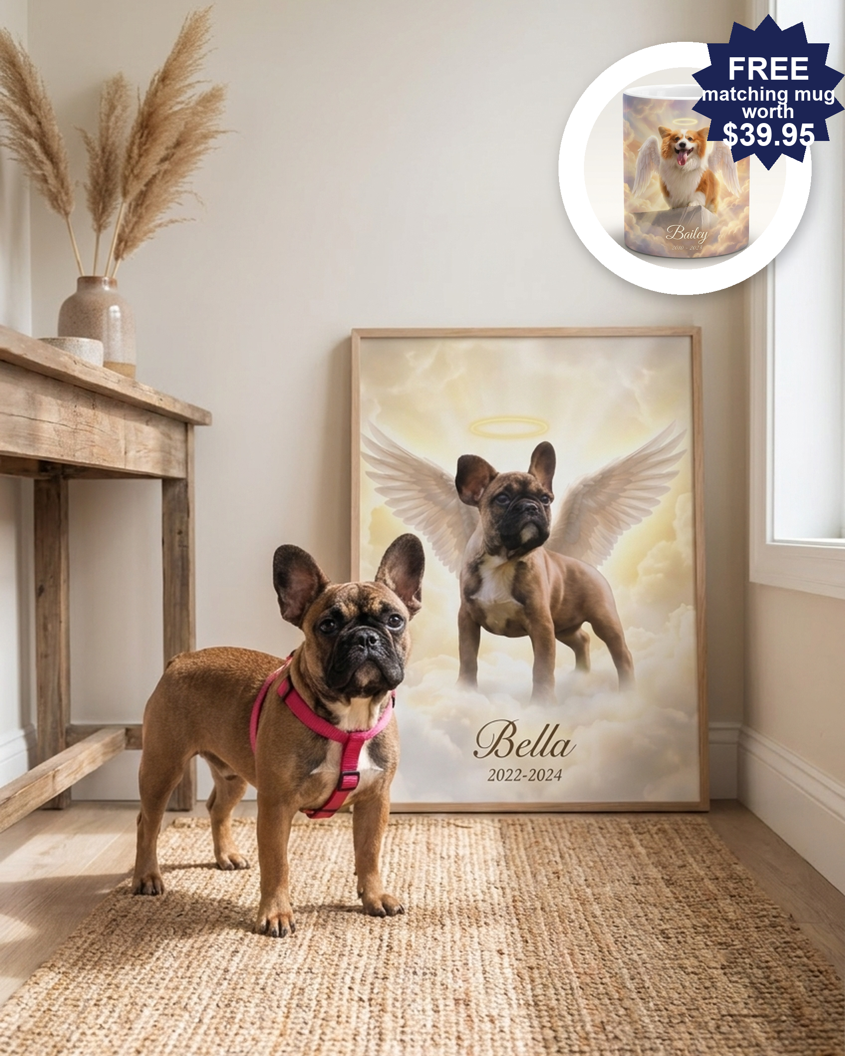 Pet Memorial Gift – Angel Wings & Halo Portrait | The Guardian