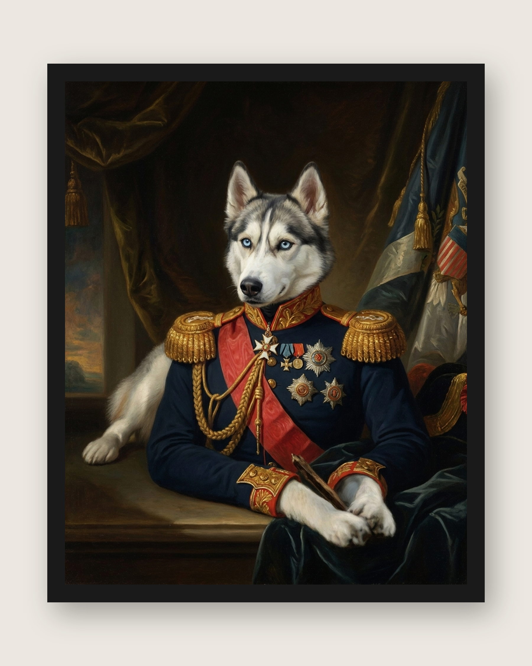 Custom Dog Portrait Painting – Military General Style | The General