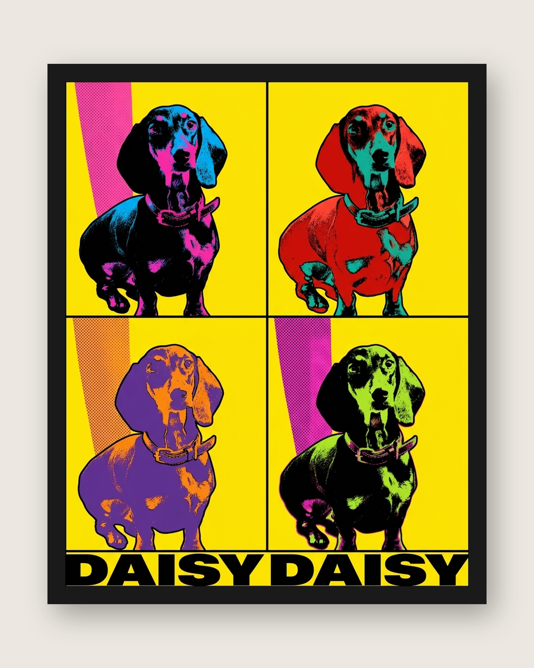 Pop Art Dog & Cat Portrait – Colorful 4-Panel Print | The Pop