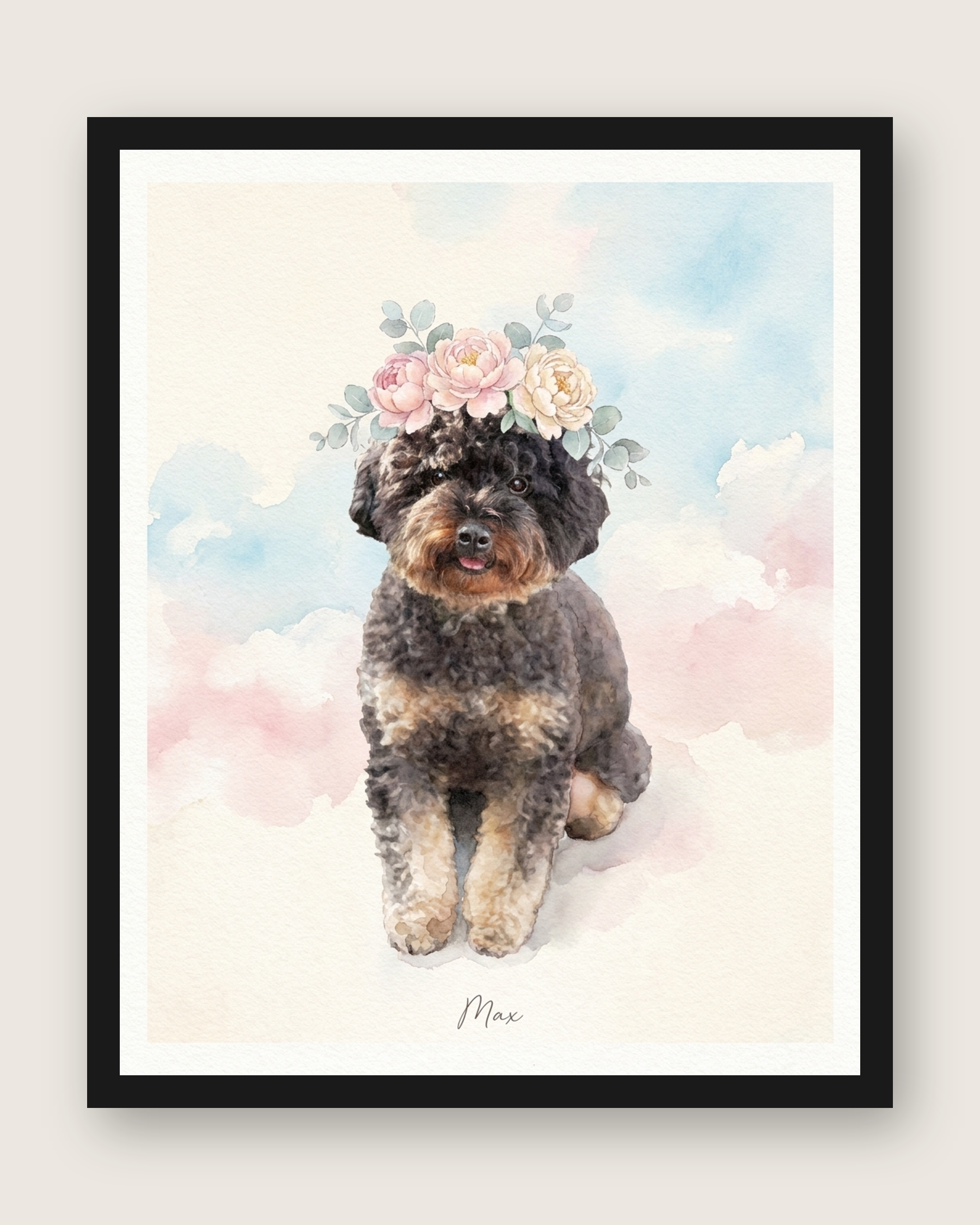 Watercolor Pet Portrait – Floral Crown Painting | The Bloom