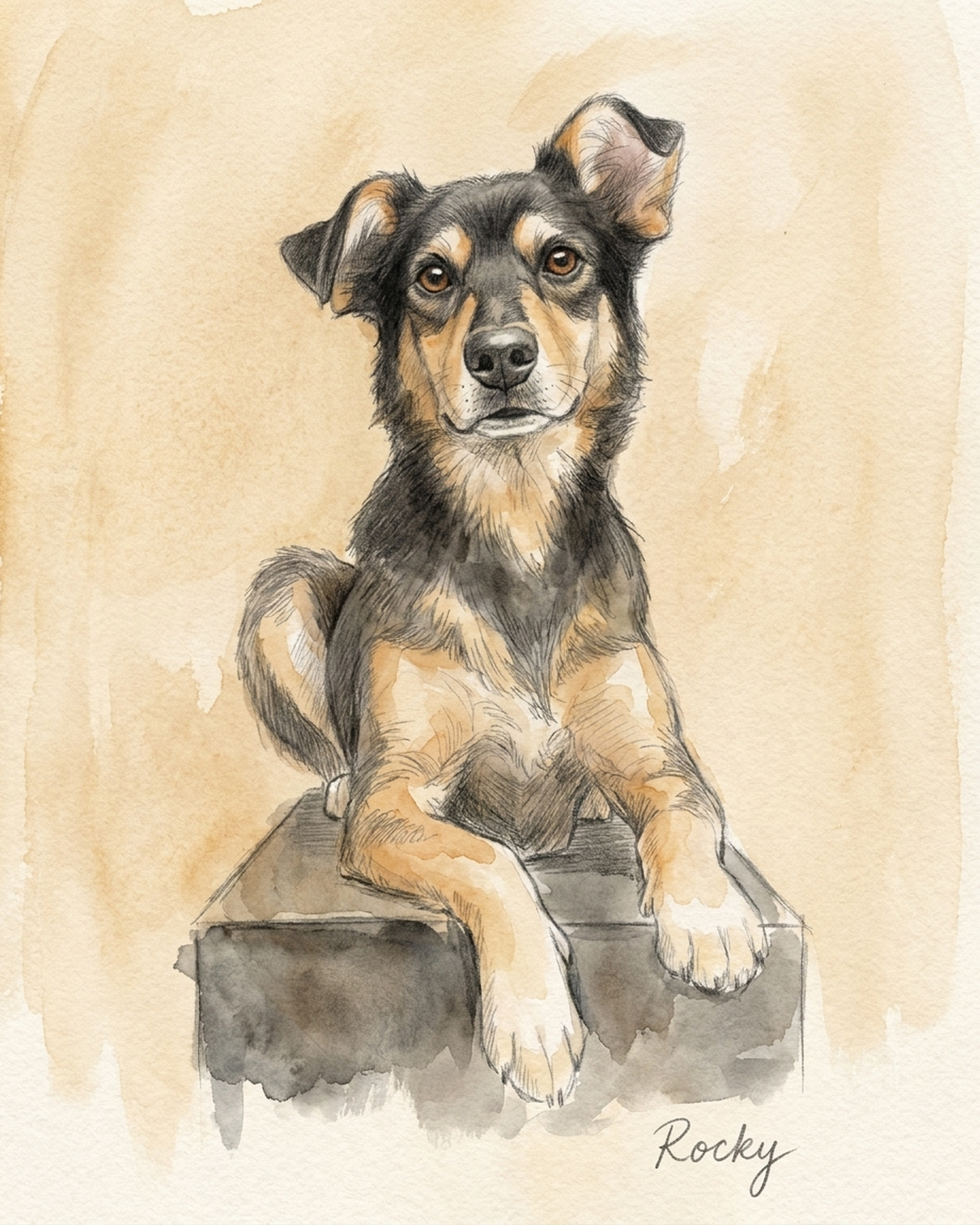 Custom Pet Portrait Sketch – Graphite & Watercolor Art | The Sketch